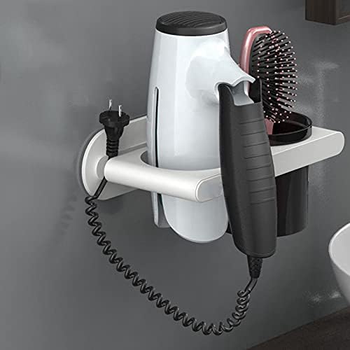 Kendinden Yapışkanlı Duvara Monte Saç Kurutma Makinesi Tutucu, Punch Ücretsiz Banyo Malzemeleri Organizatör Raf-Beyaz