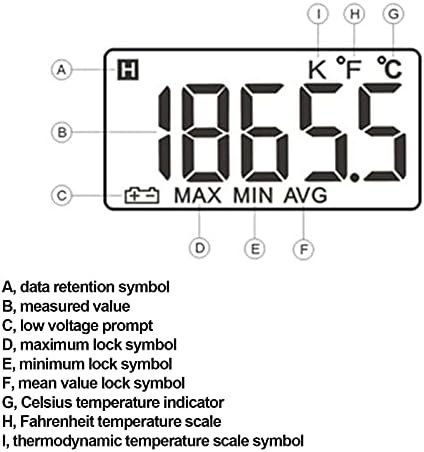Termometre İğne Endüstriyel Tip K Termokupl Tek Kanal Sıcaklık Ölçer Veri Depolama Kayıt Fonksiyonu için Metal -50.0℃~1370.0℃(-58.0℉~2498.0℉)