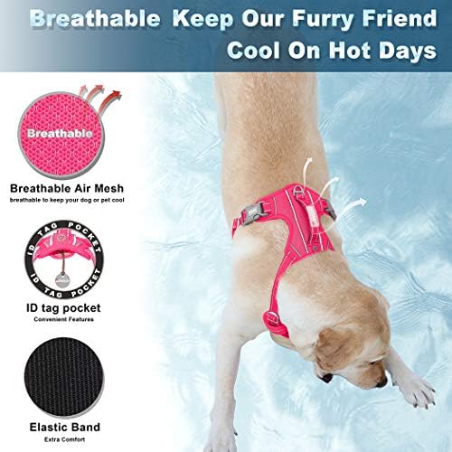 BARKBAY Hiçbir Çekme Köpek Koşum Ön Klip Ağır Yansıtıcı Kolay Kontrol Kolu ile Büyük Köpek Yürüyüş için KIMLIK etiketi Cep
