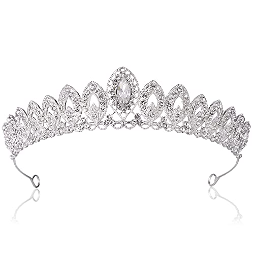 Rhinestone Kristal Tiaras ve Taçlar Kafa Bandı Kadınlar İçin Doğum Günü Pageant Düğün Balo Prenses Taç, Gümüş