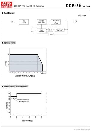Orijinal Ortalama Kuyu DDR Serisi 30 W Dönüştürücü Giriş 18-75 V Çıkış 24 V 1.25 A meanwell DC DC Güç Kaynağı Güç Dönüştürücü