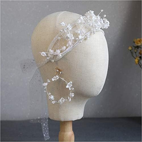 ZZABC NVSHLFSH Yeni Dantel Çiçek Hairband Hoop Küpe Gelin Saç Dekorasyon Düğün Headdress Aksesuarları Gelin ıçin