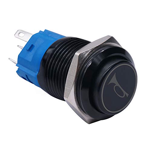 TWTADE / 19MM 12 V araba korna Düğmesi Mavi LED ışıklı Anlık Metal Hoparlör havalı korna Geçiş anahtarı ıle teller BK-GLB19-BU