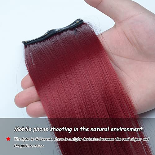 Yinmei Baibian Bordo klipsli postiş 22 inç Kalın Renkli Uzun Düz Hairpieces Vurgulamak Renkli Saç Parçası Sentetik Cosplay