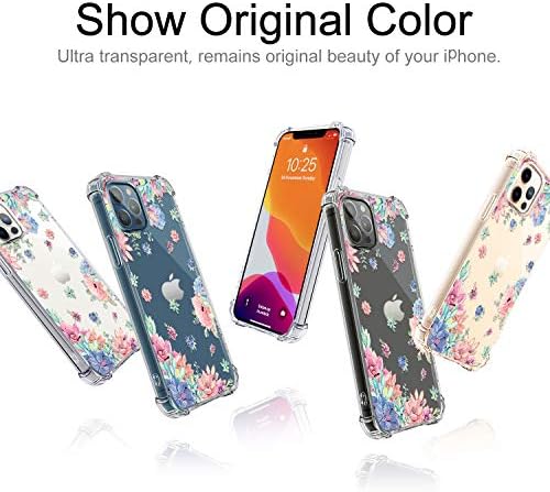 Hepıx ile Uyumlu Kaktüs iPhone 12 Pro Max Durumda Kaktüsler Temizle iPhone Kılıfları ile Pembe Çiçek Çiçek Kadınlar için, ince