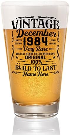 Prezzy Kişiselleştirilmiş Vintage Aralık 1984 Sınırlı Sayıda bira bardağı 38 Yaşında 38th Doğum Günü bira bardağı 16 oz