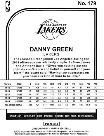 2019-20 Panini Çemberler Kış 179 Danny Green Los Angeles Lakers NBA Basketbol Ticaret Kartı