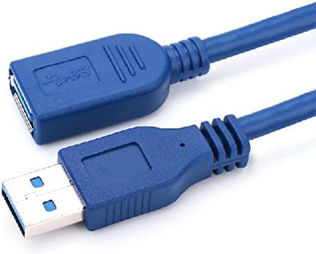 Bluwee USB 3.0 Uzatma Kablosu -2 Feet (0.6 Metre)-A-Erkek-Dişi [Tam Kaplı Dişi Mavi]