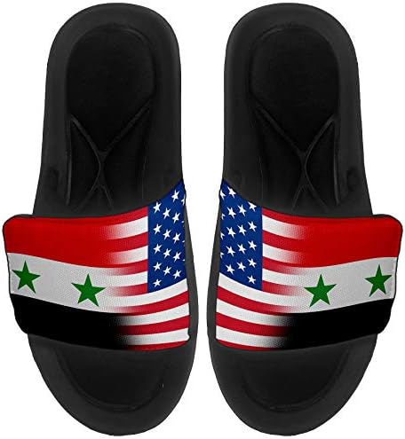 ExpressİtBest Yastıklı Slide-On Sandalet / Erkekler, Kadınlar ve Gençler için Slaytlar-Suriye Bayrağı (Suriye) - Suriye Bayrağı