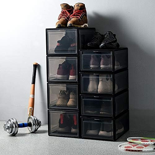 LXZDCT Kadın / Erkek Ayakkabı Kutusu-Ağır İstiflenebilir Ayakkabı Saklama (Siyah)