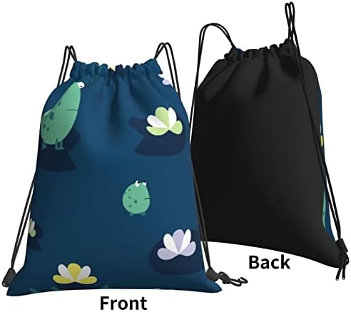 İpli sırt çantası Kawaii komik yeşil kurbağa dize çanta Sackpack spor salonu alışveriş spor Yoga için