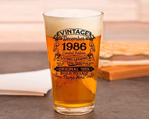 Prezzy Kişiselleştirilmiş Bağbozumu Aralık 1986 Bira Bardağı 36 Yaşında 36th Doğum Günü Hediyesi 2022 Pint Gözlük 16 oz