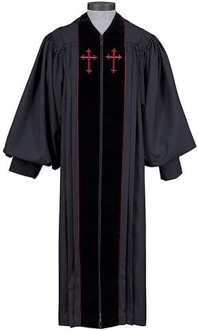Christian Brands Minber Robe-Kırmızı Haçlı Siyah (57 Arka Uzunluk)