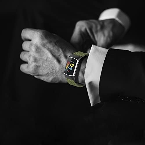 FFENFEI Spor Smartwatch Band Fitbit Şarj 5 için Uyumlu, yumuşak Tuval Spor Smartwatch Kayış Bilezik Tutuşunu Ayarlanabilir