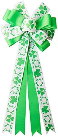 Mıwaımao St Patrick Günü Dekor Çelenk Yay Yeşil Yonca Ilmek İrlandalı Tatil DIY El Sanatları Hediye Şerit Yay Süsler için Aziz