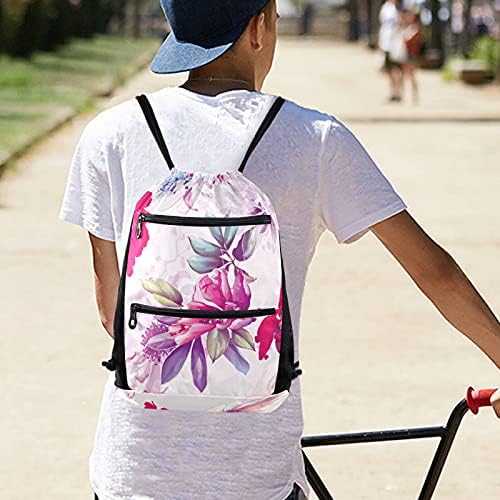susıyo Kafatası Şakayık Çiçekleri İle İpli sırt çantası Spor Dize Çanta Spor Sackpack için Kadın Erkek