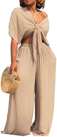 Aro Lora kadın 2 Parça Tulum Dantelli Kolsuz Kırpma Üst Fırfır Geniş Bacak Pantolon Seti Romper Kıyafet