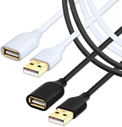 USB Uzatma Kablosu, Besgoods 2'li Paket USB 2.0 6ft USB Uzatma Kablosu Genişletici Kablosu-Altın Kaplama Konnektörlü Bir Erkekten