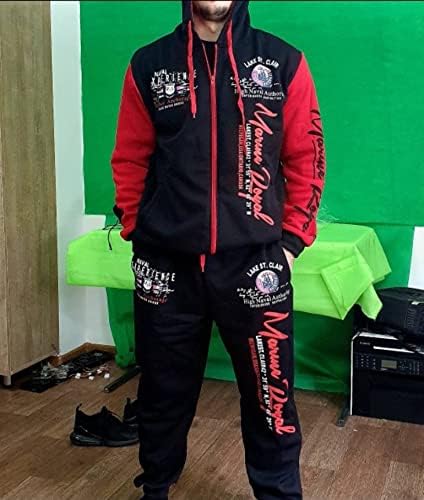Hakjay erkek Hiphop Dans Jogger Rahat Eşofman Set Uzun Kollu Tam Zip Koşu Koşu Atletik eşofman takımları