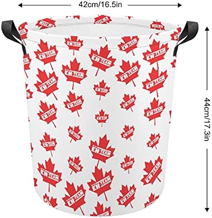 Kanadalı Akçaağaç Yaprağı Eh Takım Çamaşır Torbası Kolları İle Yuvarlak Sepet Su Geçirmez Depolama Sepeti Katlanabilir 16.