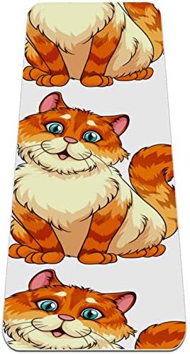 Unicey Sevimli Turuncu Kedi Kitty PatternYoga Mat Kalın Kaymaz Yoga Paspaslar Kadınlar ve Kızlar için egzersiz matı Yumuşak