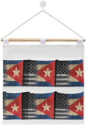 Vintage Siyah Ameriacn Küba Bayrağı Asılı saklama torbaları 6 Cepler Organizatör İçin Duvar Kapı Dolap