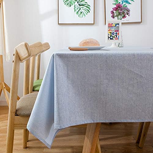 Masa örtüsü Ağır Pamuk Keten Kumaş Toz Geçirmez Masa Örtüsü için Mutfak Yemek Masa Dekorasyon (Dikdörtgen) Açık mavi 100x130