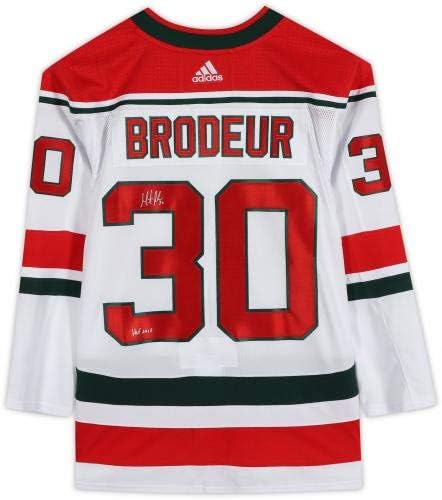 Martin Brodeur New Jersey Devils İmzalı HOF 2018 Yazılı Beyaz Alternatif Adidas Otantik Forma-İmzalı NHL Formaları