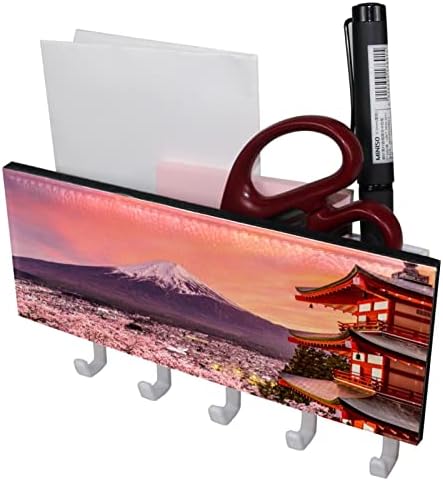 Fujiyoshida Japonya Kiraz Anahtar ve Posta Tutucu Duvarlar için-Anahtar Askı ile Posta Organizatör ve 5 Kanca, yapışkan Raf