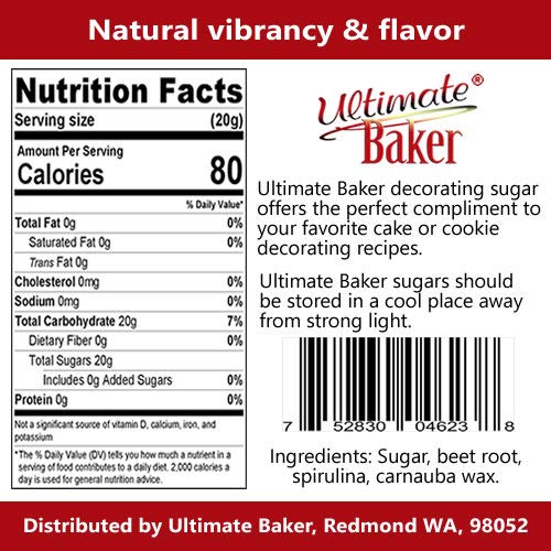 Ultimate Baker Kırmızı Dekorasyon Şekeri-Kosher Sertifikalı Doğal Büyük Kristal Dekorasyon Şekeri (8oz Torba Kırmızı Şeker)