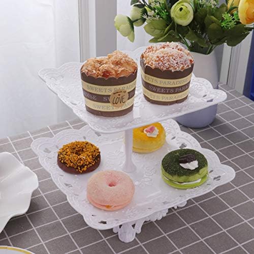 NUOBESTY Dikdörtgen Cupcake Standı Set Çift Katmanlı Kek Tutucu Şeker Standı Düğün Doğum Günü
