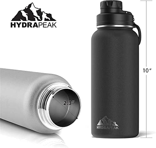 Hydrapeak Yalıtımlı Paslanmaz Çelik Su Şişesi / 1 Litre Geniş Ağızlı Yeniden Kullanılabilir Şişe / Sızdırmaz Tıkaç Kapağı /