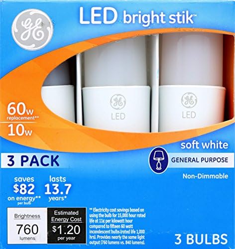 GE LED Parlak Stik 60W Eşdeğer Yumuşak Beyaz 2850K Genel Amaçlı LED Ampul