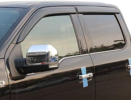 Srevor Bant-On Yağmur Muhafızları Havalandırma Siperliği Yan Pencere Deflector Koyu Duman 4 Parça Set 2015-2021 Ford F-150