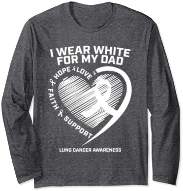 Ben Beyaz Giymek İçin Benim Baba Akciğer Kanseri Farkındalık Hediye Erkek Kadın Uzun Kollu T-Shirt