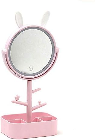 HTTWJD Aynalar, Hd Cam Ayna,Işıklı Makyaj Aynası, Saklama Kutusu ile Ledli Katlanabilir Masa Üstü Giyinme Aynası, Net bir Görsel