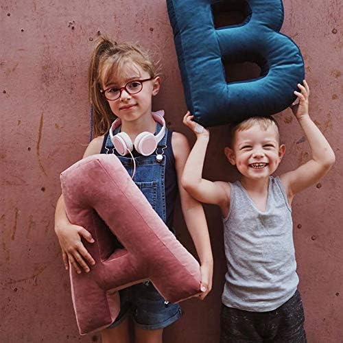 MOMAİD Kadife Mektup Yastık Yumuşak İlk Atmak Yastık Dekoratif Alfabe Çocuk Odası Kreş Dekor Bebek Yürüyor Hediye (Tozlu Gül,