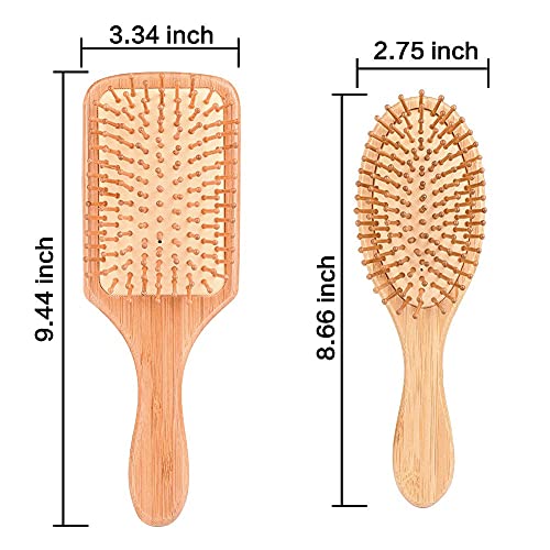 Saç Fırçası - ELVASEN 2 Paketi Doğal Ahşap Kürek Fırça Dolaşık Açıcı Kafa Derisi Bambu Masaj Saç Tarak-Organik Ahşap Kıl Yastık