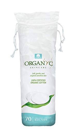 Organyc %100 Sertifikalı Organik Pamuklu Makyaj Pedleri-Doğal Ağartılmamış Makyaj Temizleyici Yuvarlar (70 Sayım)