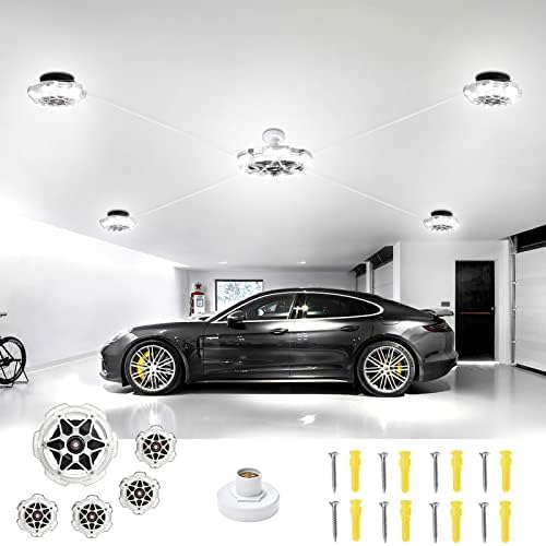 LED garaj ışıkları 120 W Garaj Aydınlatma Tavan LED dükkanı ışık 4-Point Aydınlatma ile 12000LM E26 / E27 Baz (1-Pack, Gümüş)