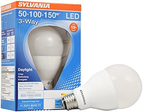 SYLVANİA A21 LED Ampul, 3 Yollu, 50 W/ 100 W / 150 W, 13 Yıl, Kısılamaz, 2600 Lümene kadar, 5000 K, Günışığı - 1 Paket (79770)