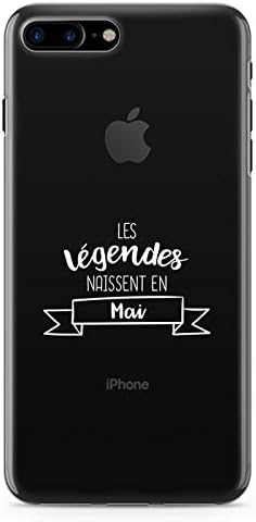 ZOKKO iPhone için kılıf 8 Artı-Les legendes Naissance en Mai-Boyutu iPhone 8 Artı Artı-Şeffaf-Beyaz Mürekkep
