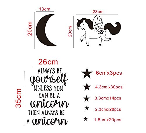 Ev Dekor Kreş Odası Unicorn Yıldız Duvar Çıkartması Bebek Tırnaklar Her Zaman Kendiniz olun Sürece bir Unicorn Vinil Çıkartmalar