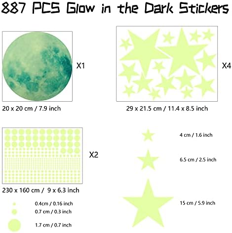 STELLABERRY887 PCS Glow Karanlık Yıldız duvar çıkartmaları Çocuklar için Yatak Odası Duvar Çıkartmaları 3D Shinning Yıldız