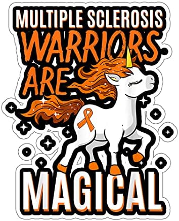 Multipl Skleroz Warriors Büyülü Unicorn Turuncu Şerit Sticker-Komik Sticker Dizüstü, Walldecor