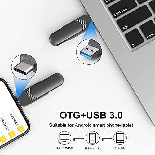 VANSUNY 128 GB USB C Flash Sürücü, çift 2-in-1 OTG Tipi C 3.0 Metal Sağlam Döner başparmak Sürücü Bellek Sopa Atlama Sürücü