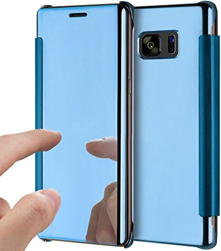 Galaxy S6 Kenar Artı Durumda, PHEZEN Lüks Ayna Makyaj Durumda Kaplama Clear View PU Deri Flip Folio Cüzdan Kılıf Manyetik Kapatma