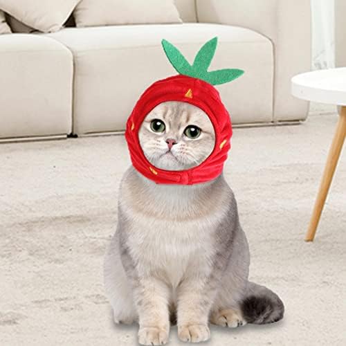 FAKEME Köpek Kedi Şapka Komik Şapkalar Sevimli Kapaklar Doğum Günü Partisi Köpek Giydirme Evcil Hayvan Aksesuarları-Çilek