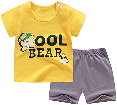 Yeni yürümeye başlayan çocuklar %100 Pamuklu Crewneck Tişört.Bebeğin Ev Kıyafeti.Çocuk Kısa Kollu Şort İki Parçalı Set.