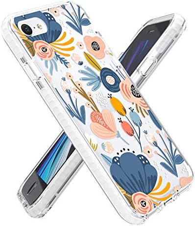 Gül Göl Çiçek Telefon Kılıfı için iPhone SE 2020 iPhone 8 iPhone 7 Kapak, mavi Çiçek Desen Kız Kadın TPU Darbeye Tampon Case
